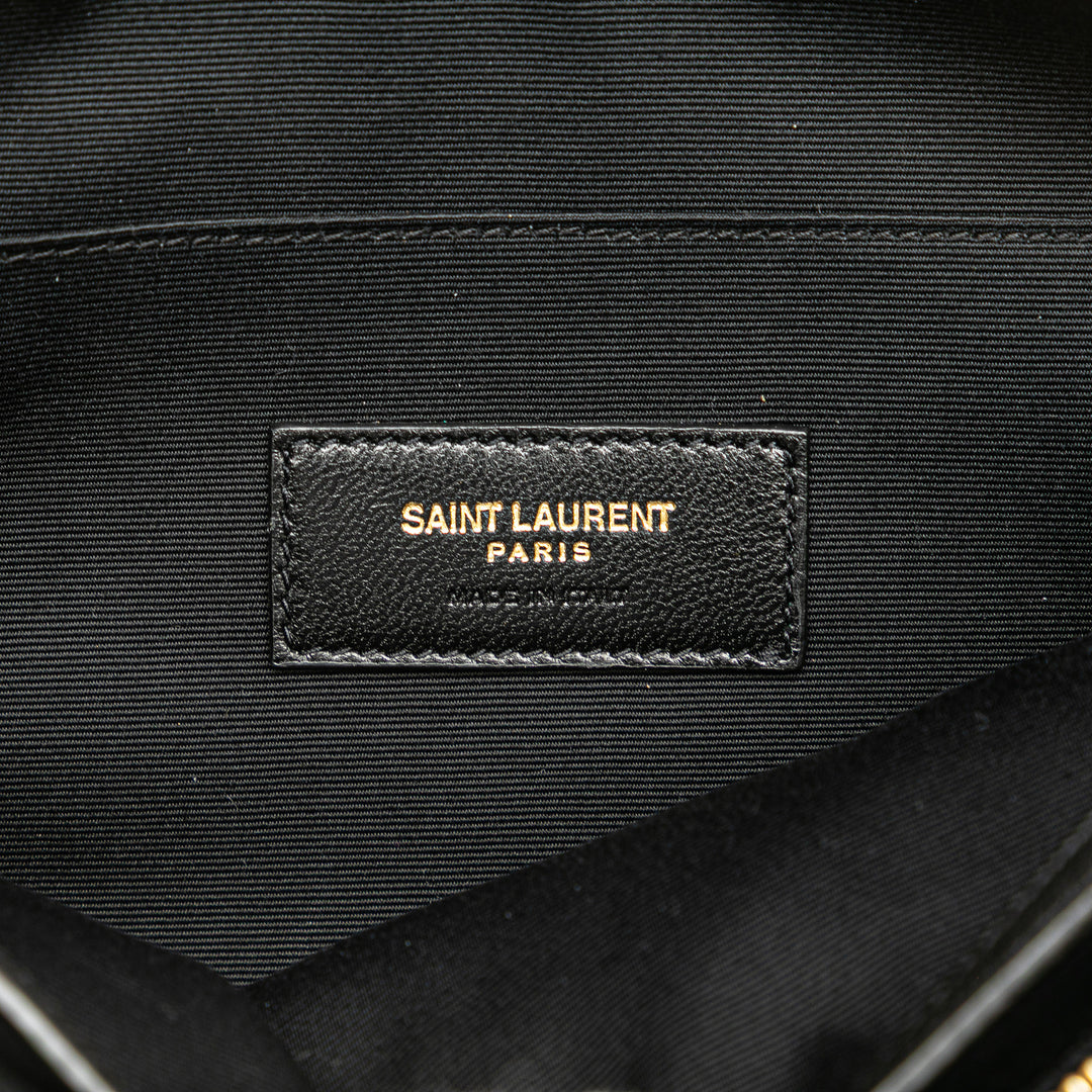Saint Laurent Laine Embroidered Rive Gauche Pochette Noir