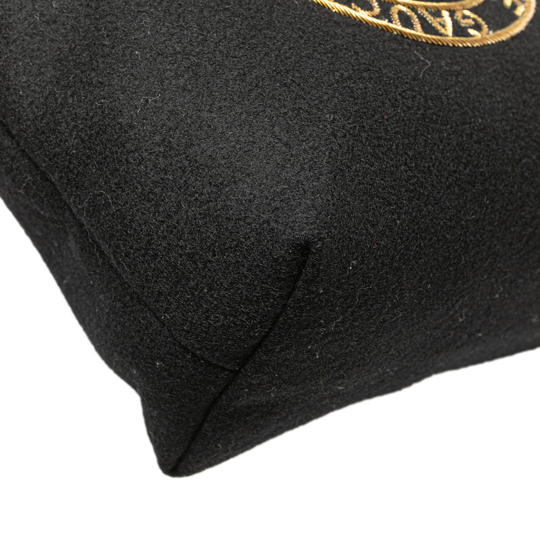 Saint Laurent Laine Embroidered Rive Gauche Pochette Noir