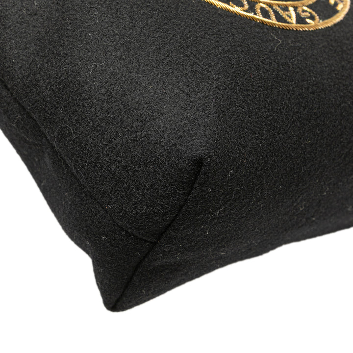 Saint Laurent Laine Embroidered Rive Gauche Pochette Noir