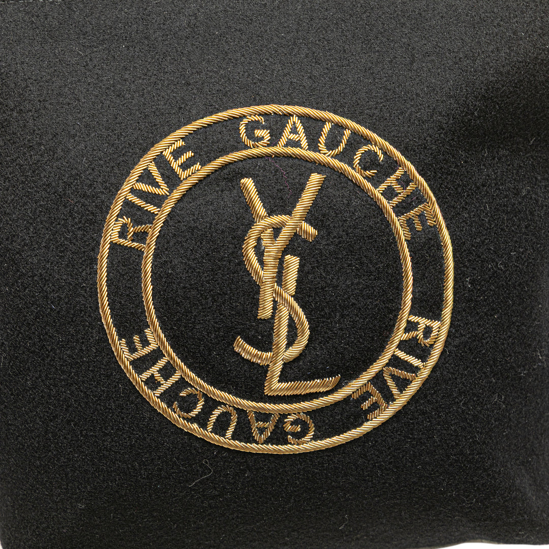 Saint Laurent Laine Embroidered Rive Gauche Pochette Noir