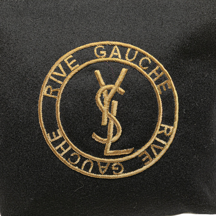Saint Laurent Laine Embroidered Rive Gauche Pochette Noir
