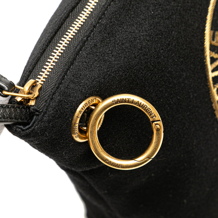 Saint Laurent Laine Embroidered Rive Gauche Pochette Noir