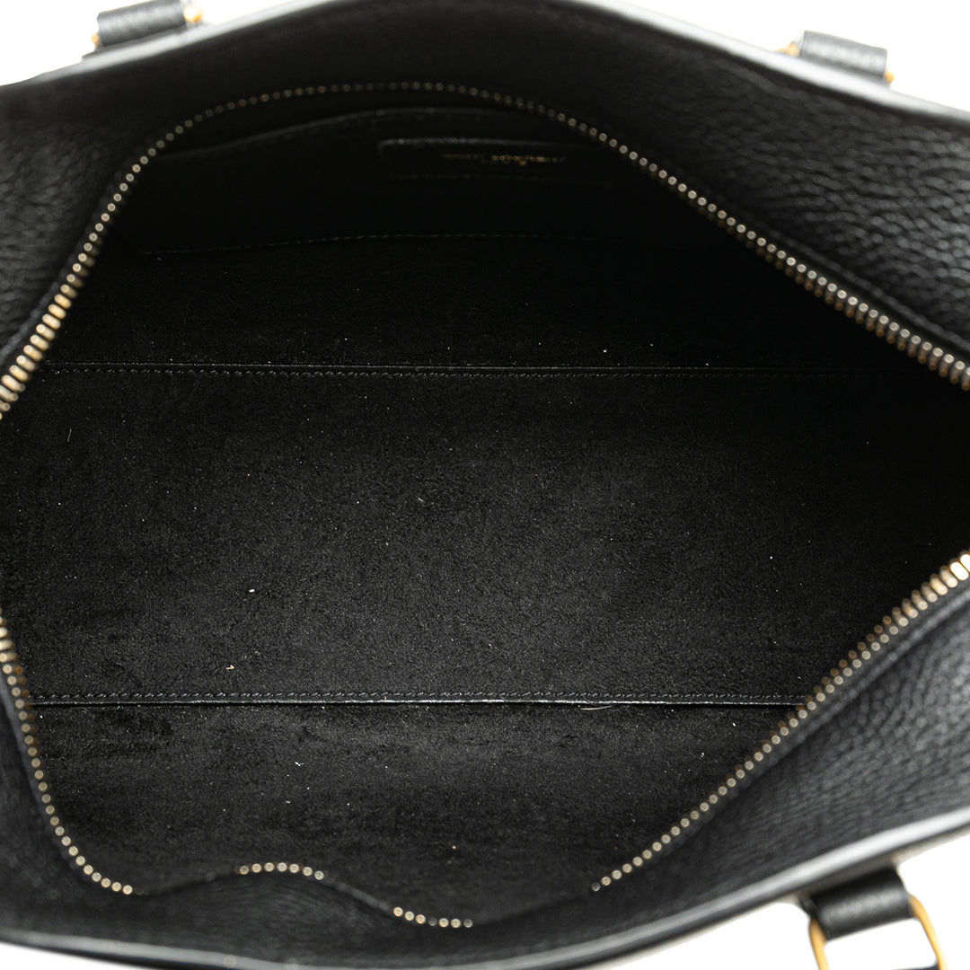 Leather Lock Baby Duffle Bag Black - Gaby Paris