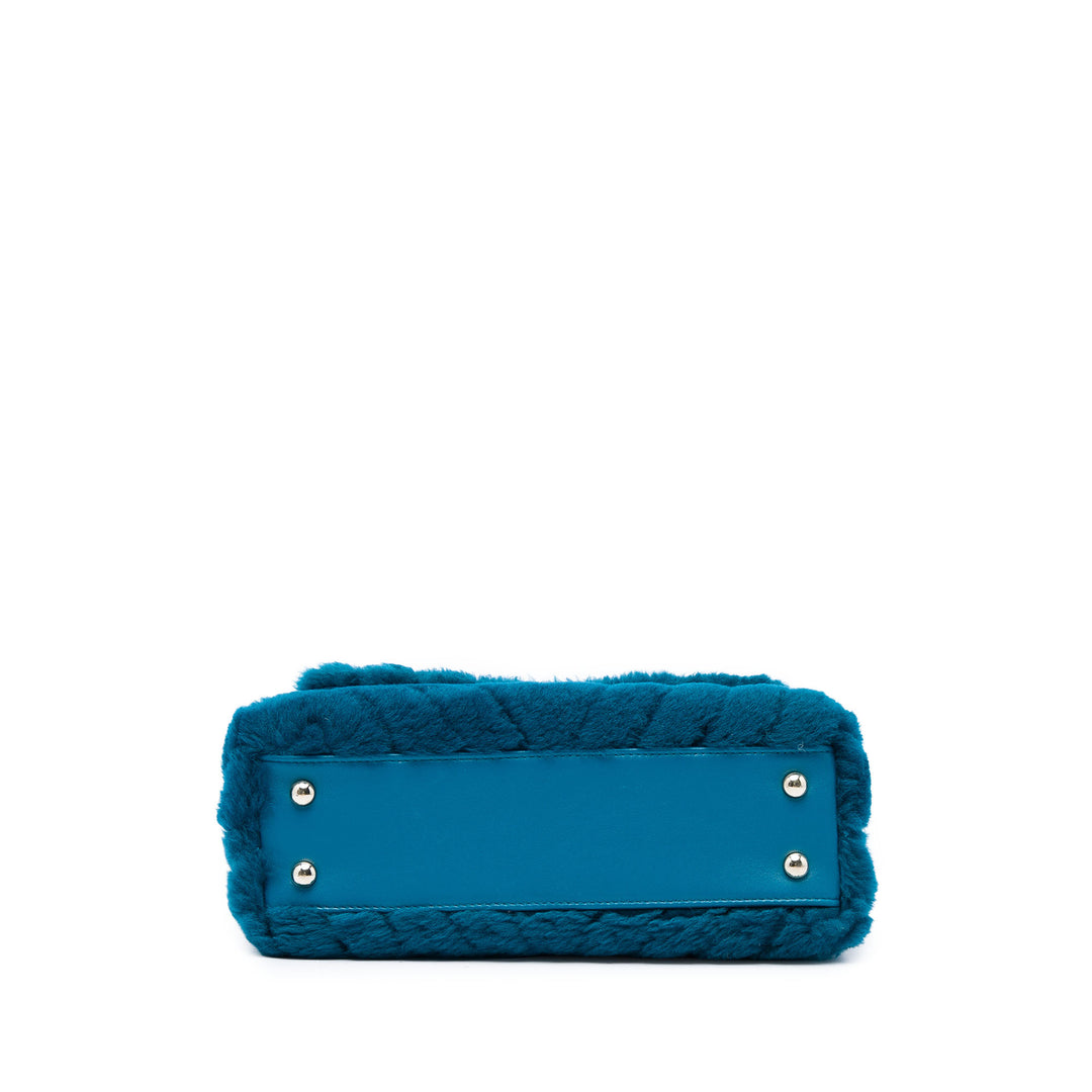 Chanel Sac à main Chevron Shearling Coco à Matière naturelle Mini Bleu – vue 3 – GABY PARIS