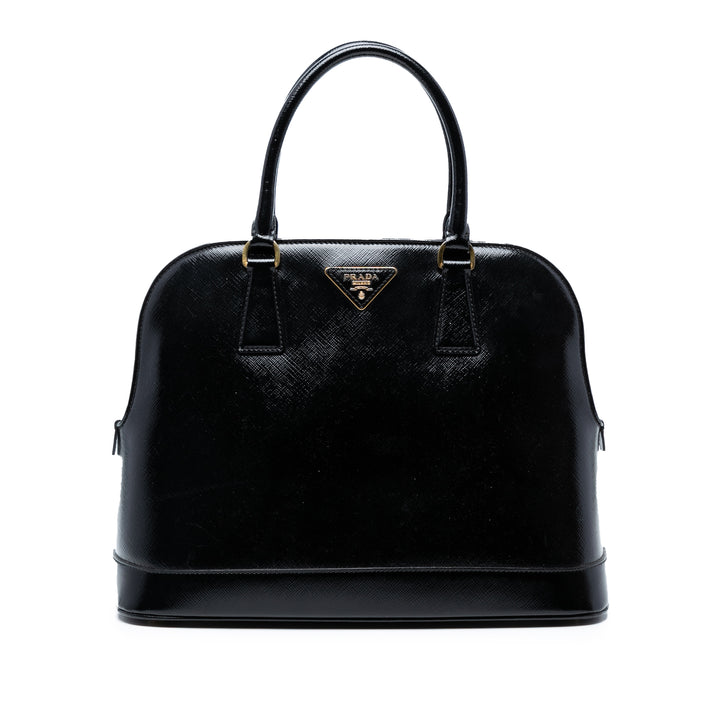 Prada Saffiano Vernice Promenade Dome Sac cartable Noir