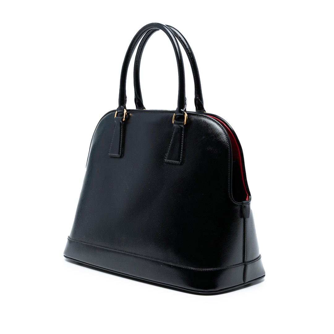 Prada Saffiano Vernice Promenade Dome Sac cartable Noir