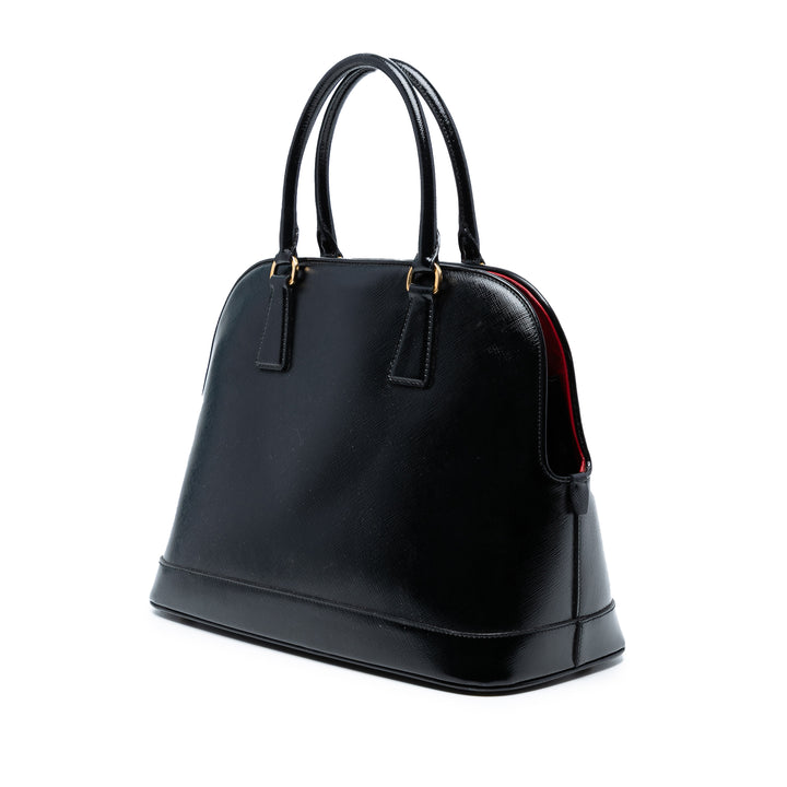 Prada Saffiano Vernice Promenade Dome Sac cartable Noir