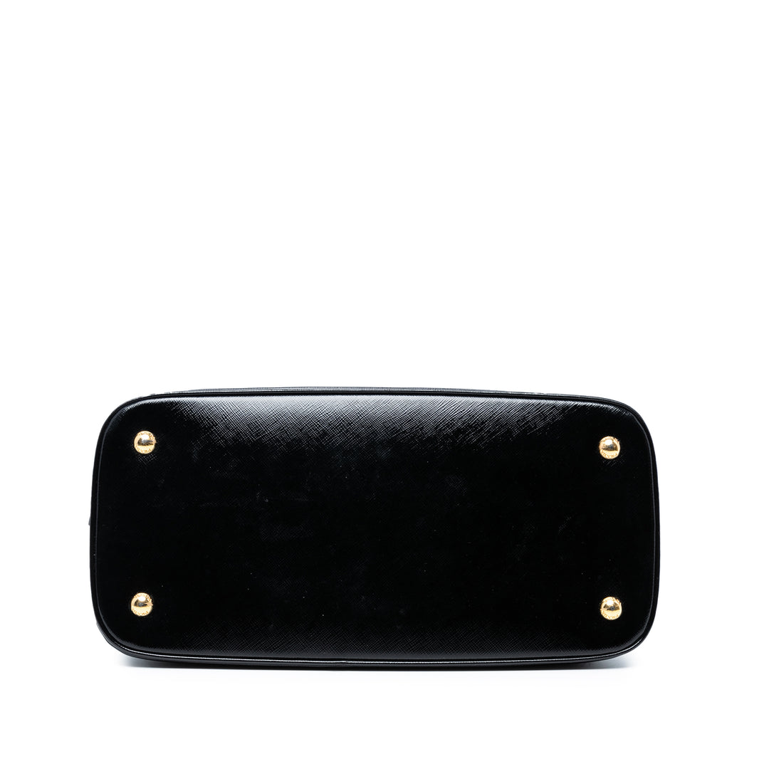 Prada Saffiano Vernice Promenade Dome Sac cartable Noir