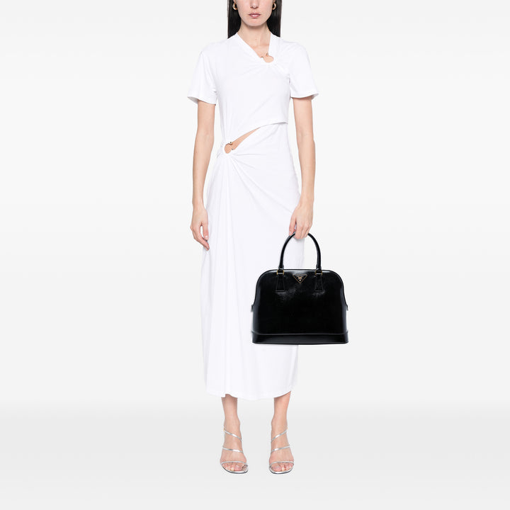 Prada Saffiano Vernice Promenade Dome Sac cartable Noir