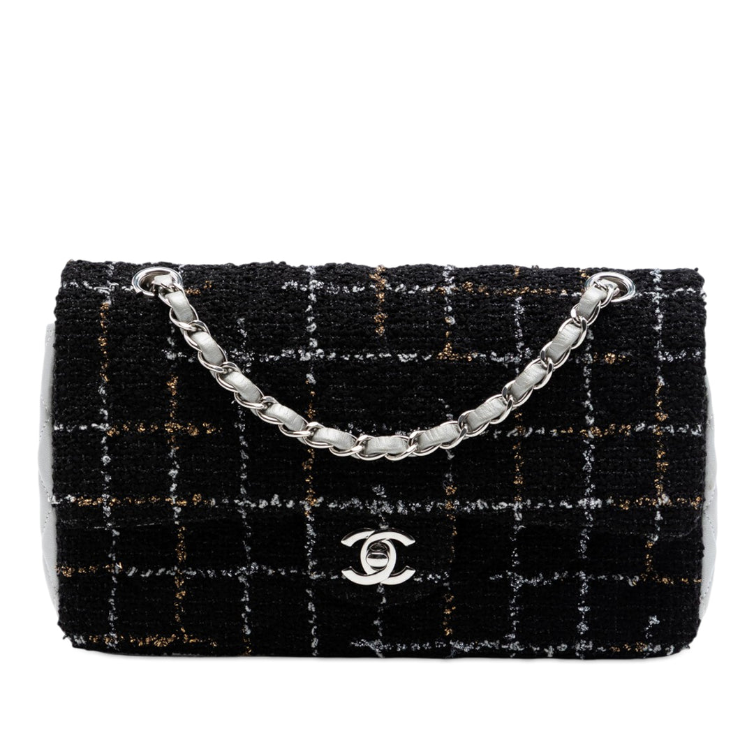 Chanel Classic Matelassé et Métallisé Double rabat Moyen Tweed
