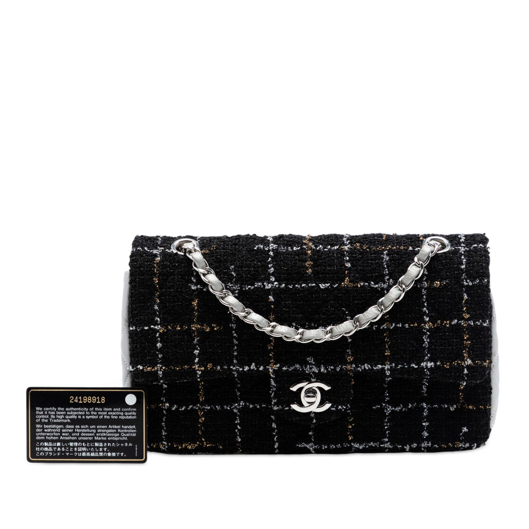 Chanel Classic Matelassé et Métallisé Double rabat Moyen Tweed