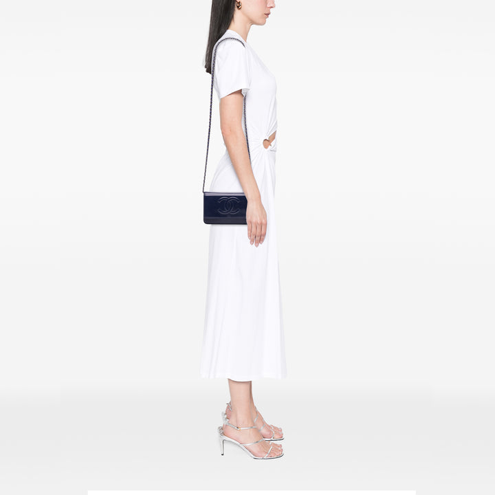 Chanel CC Cuir verni Caviar Wallet On Chain Bleu