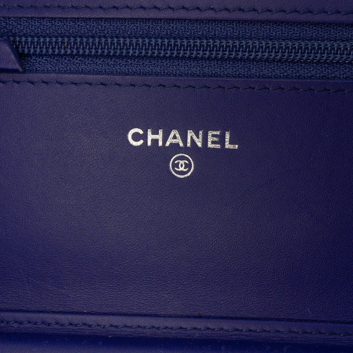 Chanel CC Cuir verni Caviar Wallet On Chain Bleu