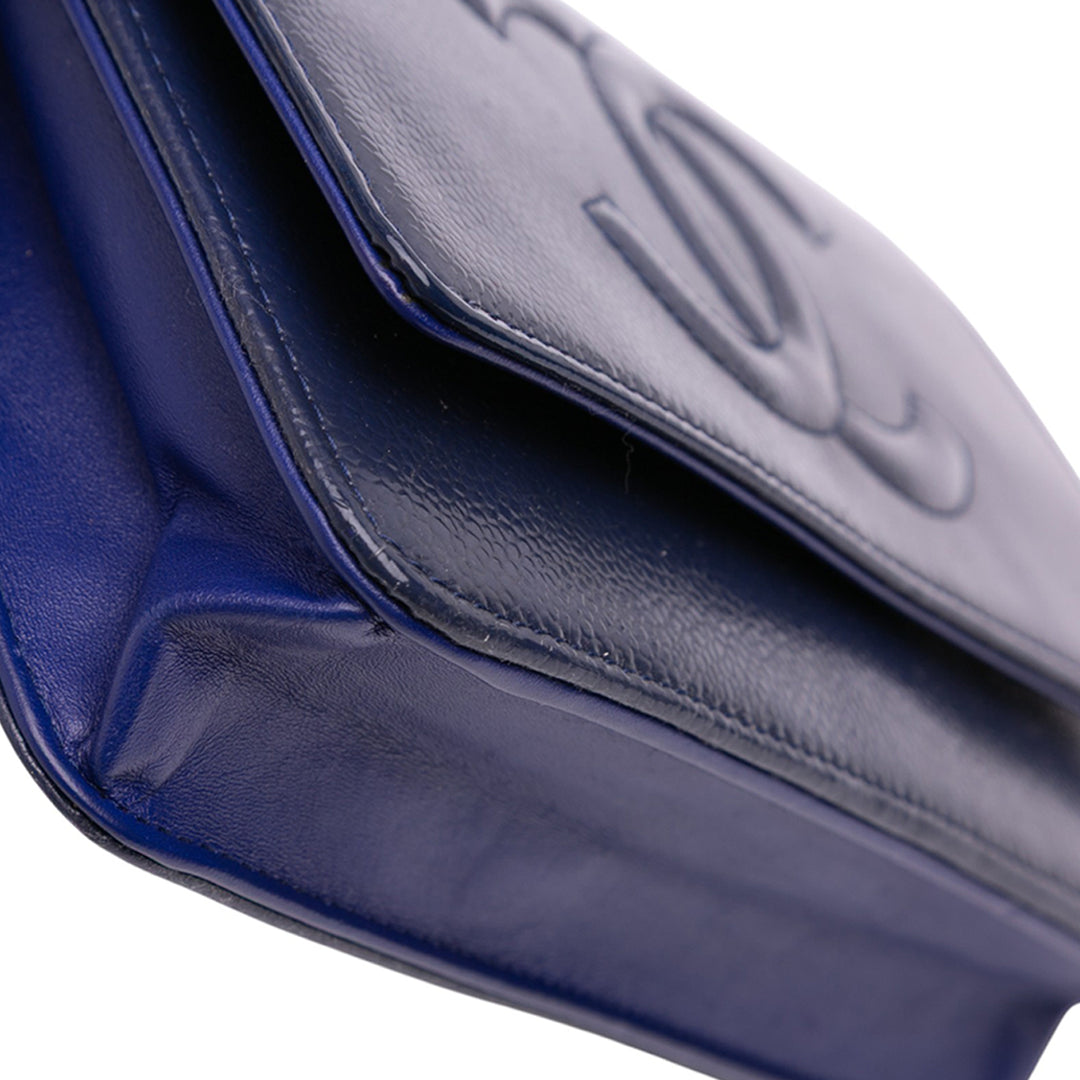 Chanel CC Cuir verni Caviar Wallet On Chain Bleu