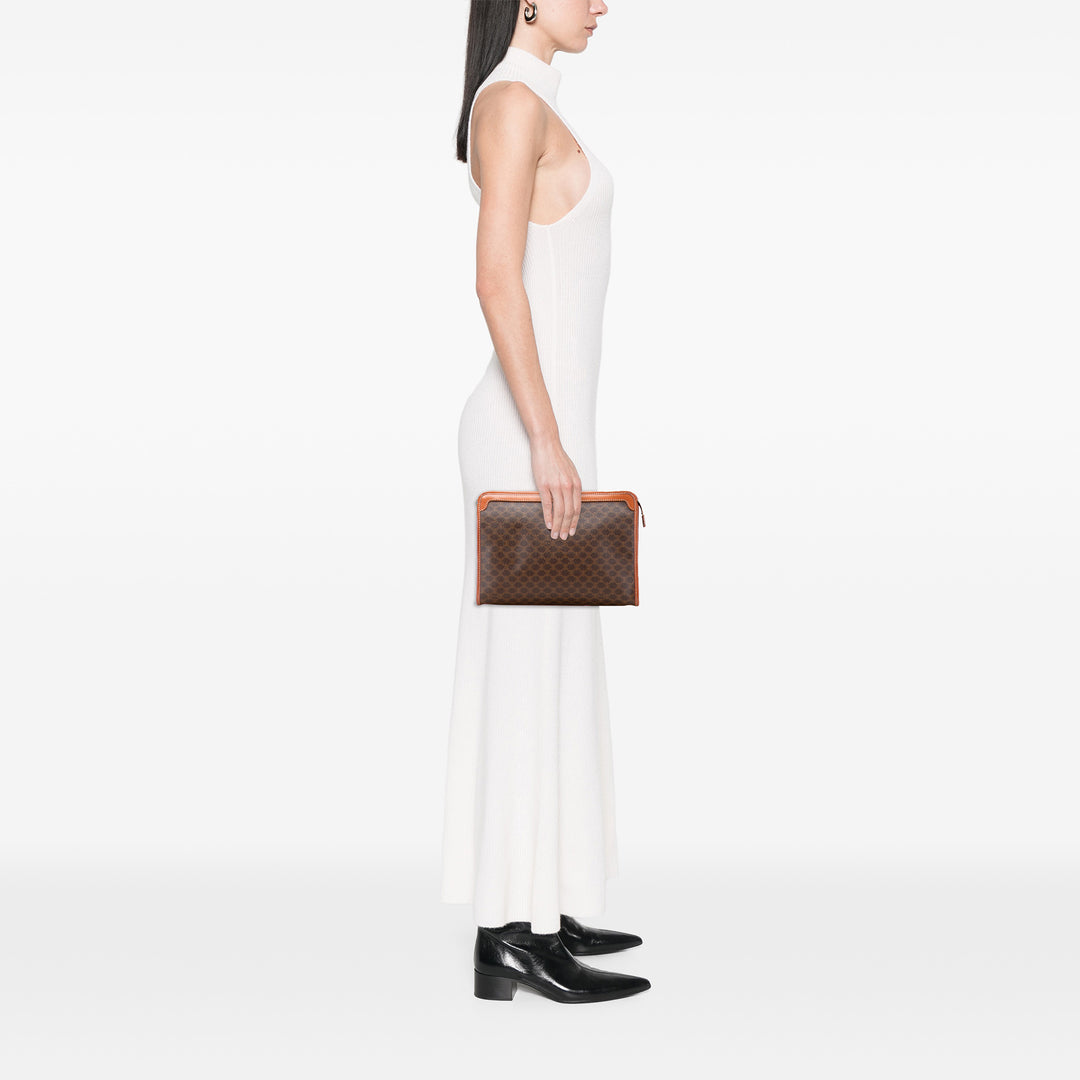 Macadam Coated Canvas Clutch Brown - Gaby Paris