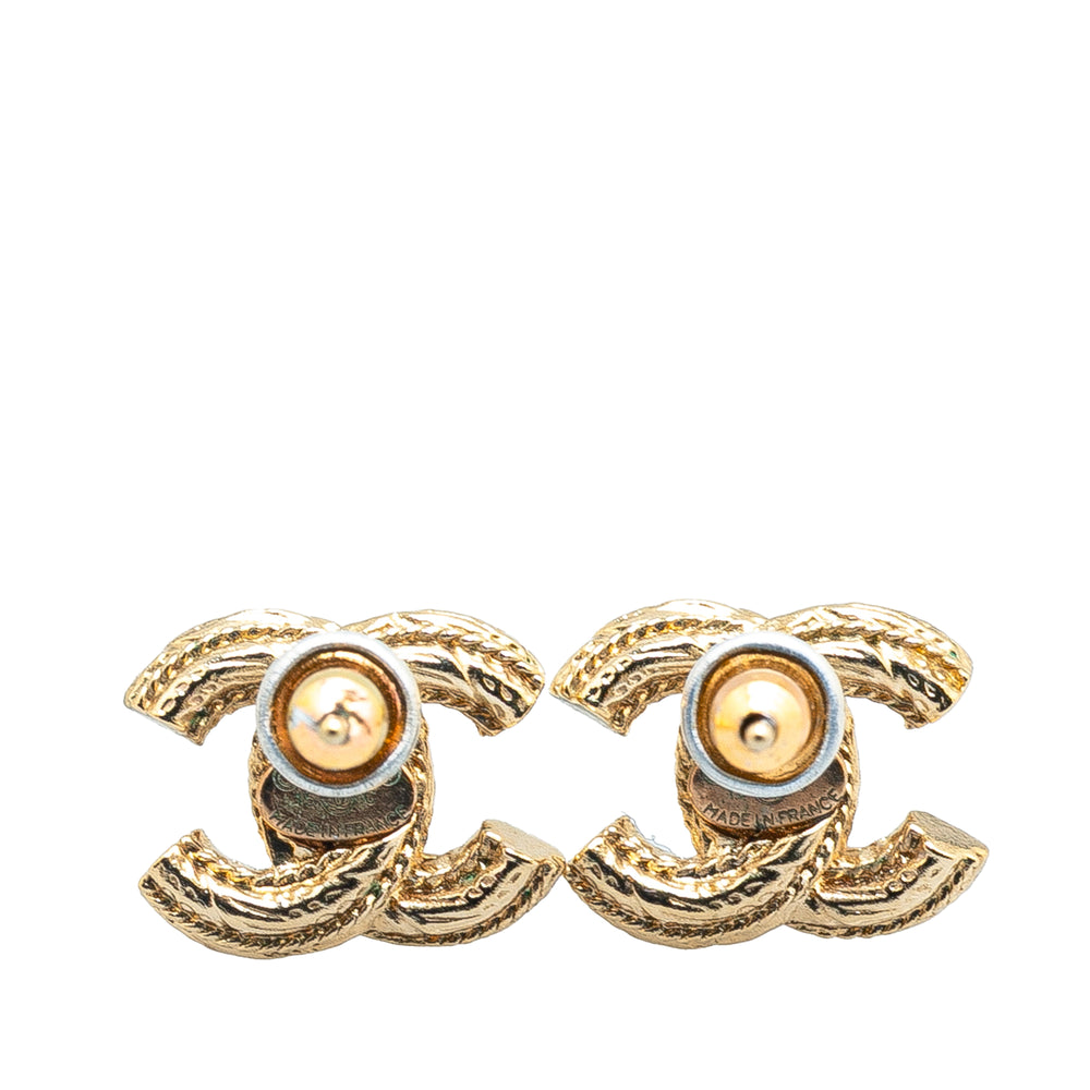 CC Gold Plated Faux Pearl Push Back Earrings Gold - Gaby Paris