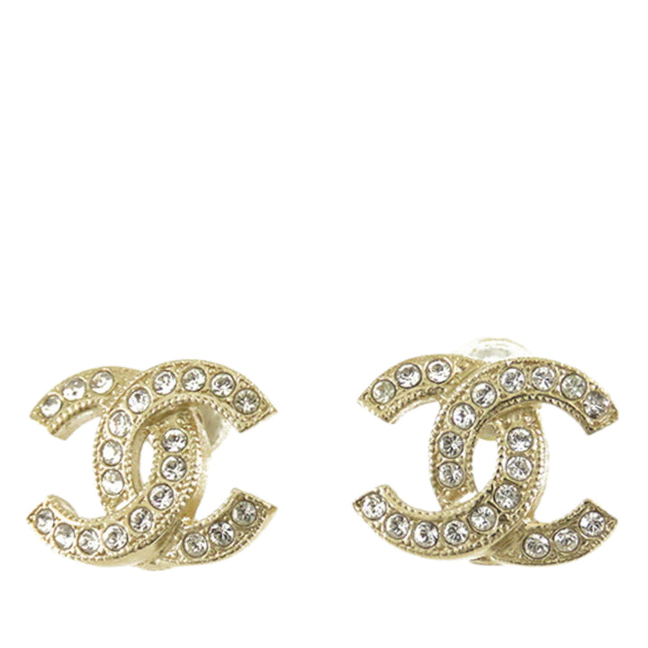 Chanel Doré Plated CC Crystal Push Back Boucle d’oreilles Doré – GABY PARIS Authentique