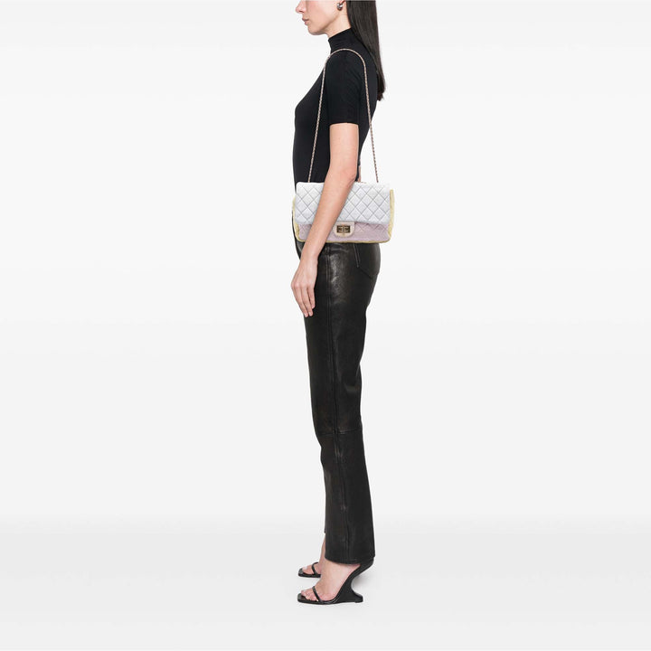 Chanel Tricolor Matelassé Grosgrain Satin Reissue 2.55 Simple rabat 227