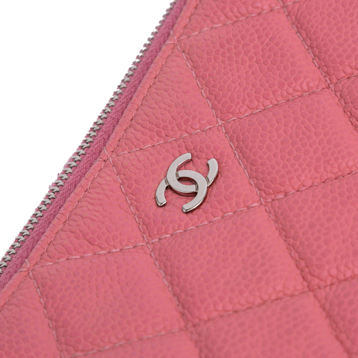 Large Quilted Caviar O Case Clutch Pink - Gaby Paris