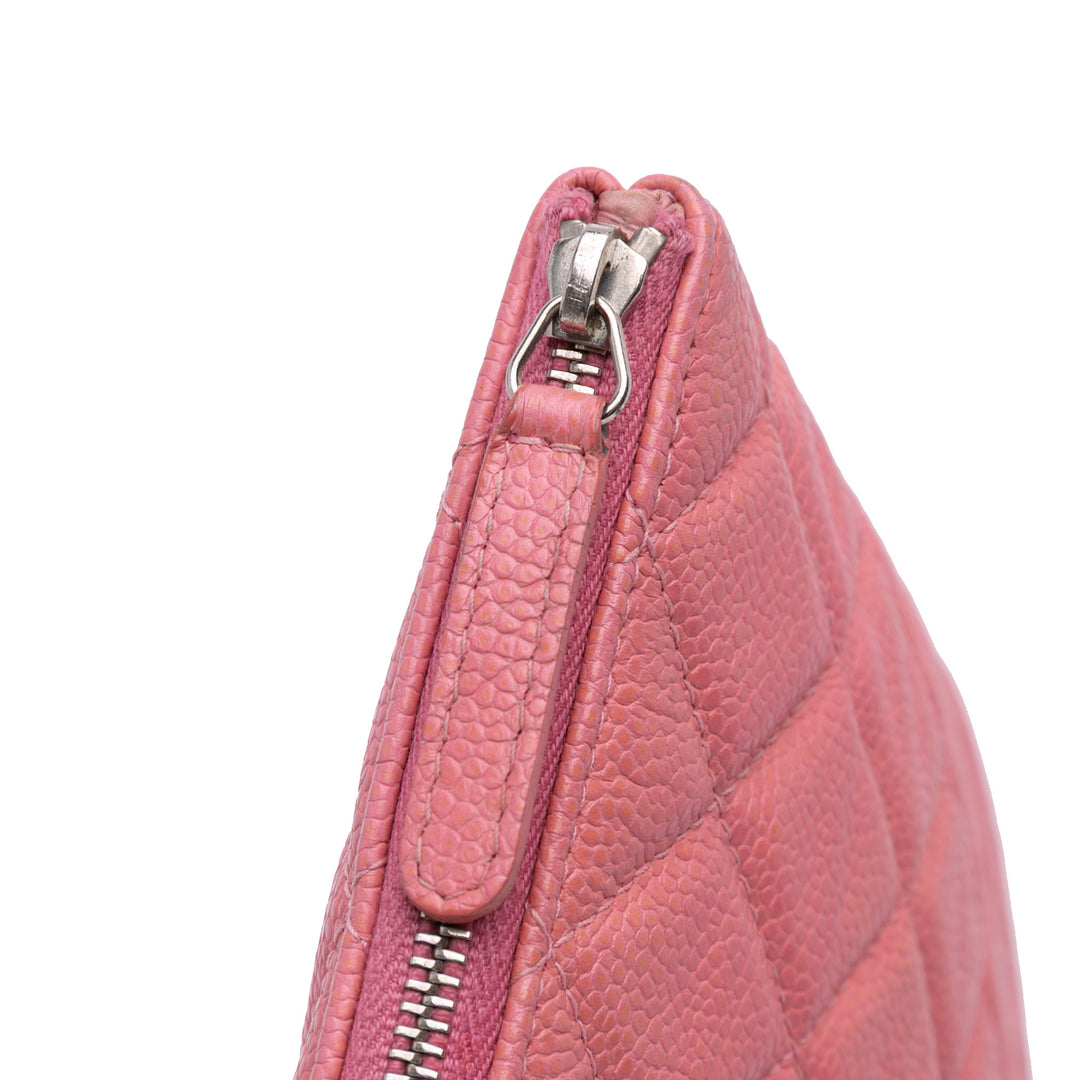Large Quilted Caviar O Case Clutch Pink - Gaby Paris