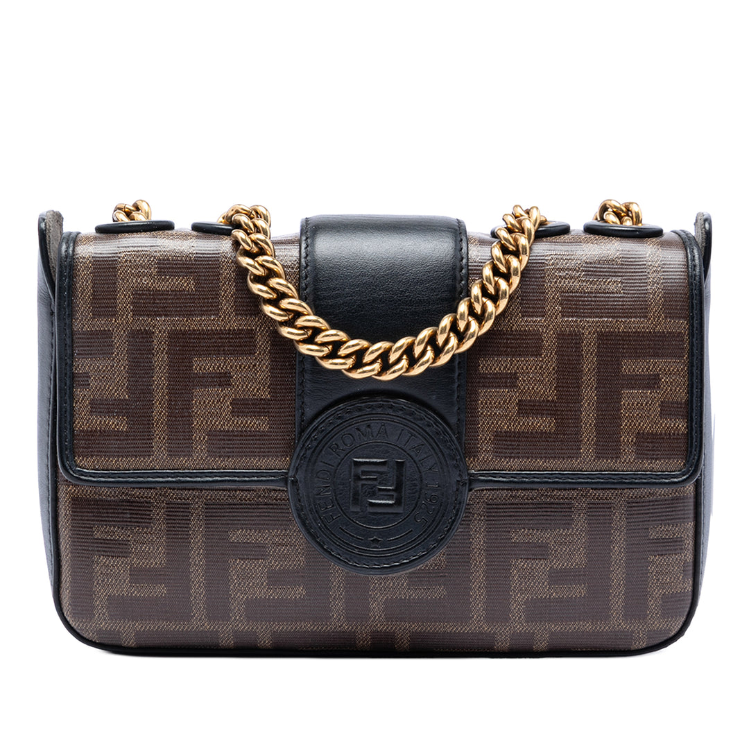 Fendi Mini FF 1974 Glazed Fabric Stamp Patch Sac porté croisé