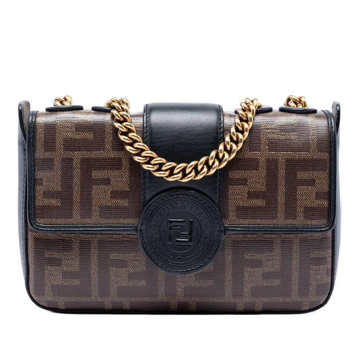 Fendi Mini FF 1974 Glazed Fabric Stamp Patch Sac porté croisé