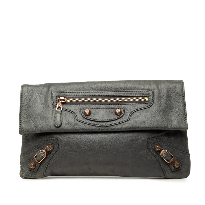 Balenciaga Motocross Giant 12 Enveloppe Pochette Cuir d'agneau Gris