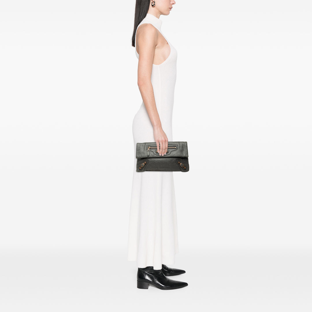 Balenciaga Motocross Giant 12 Enveloppe Pochette Cuir d'agneau Gris