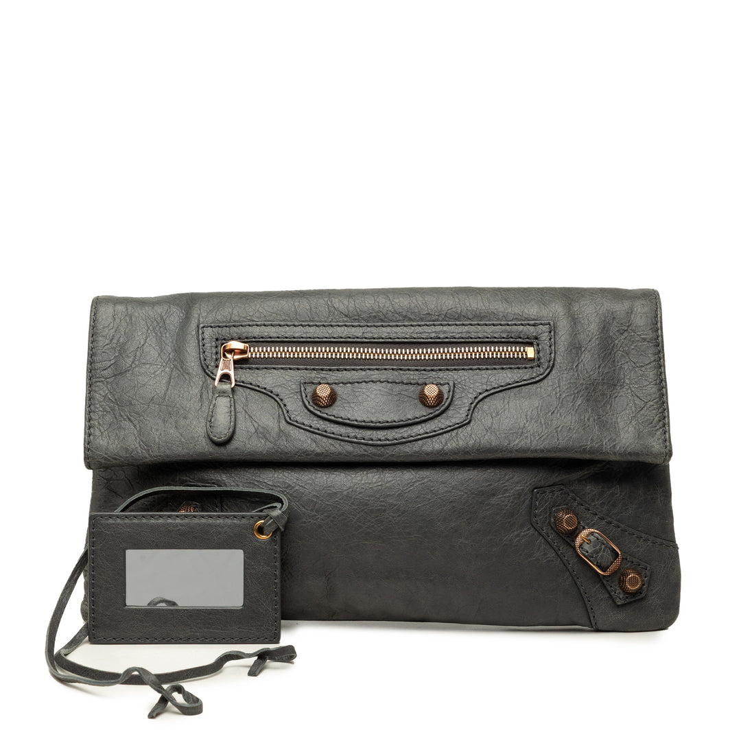 Balenciaga Motocross Giant 12 Enveloppe Pochette Cuir d'agneau Gris