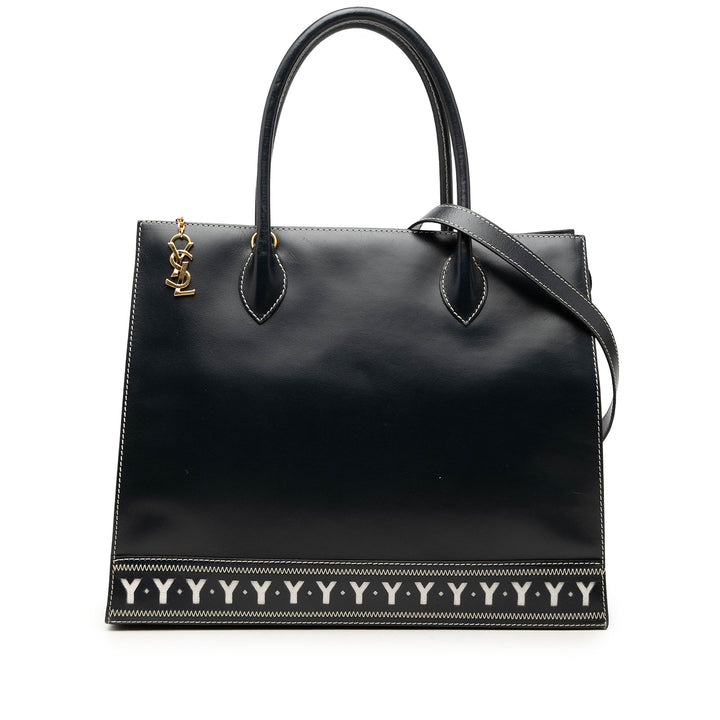 Y Cut Out Cabas Cuir de veau Noir