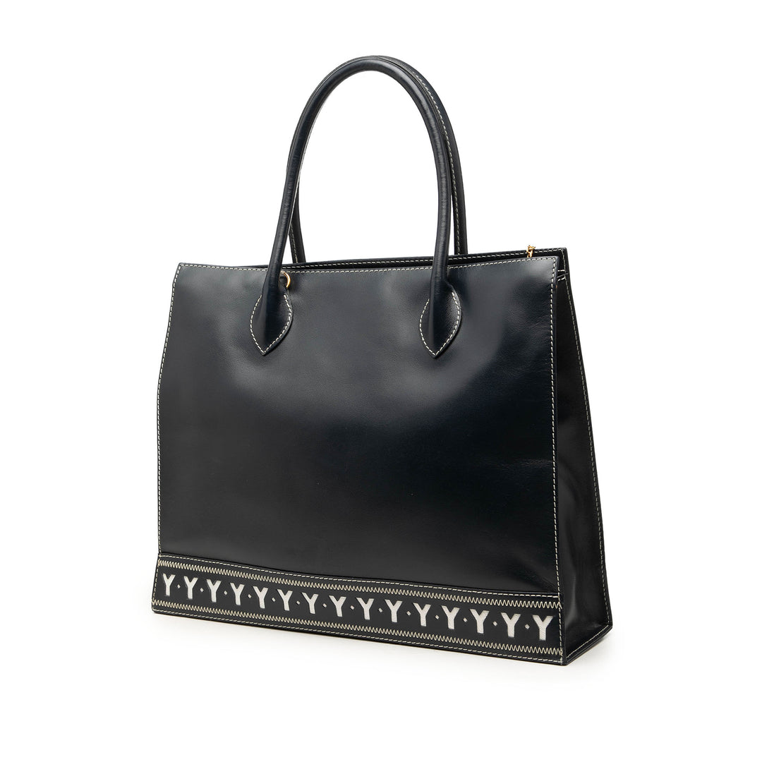 Y Cut Out Cabas Cuir de veau Noir
