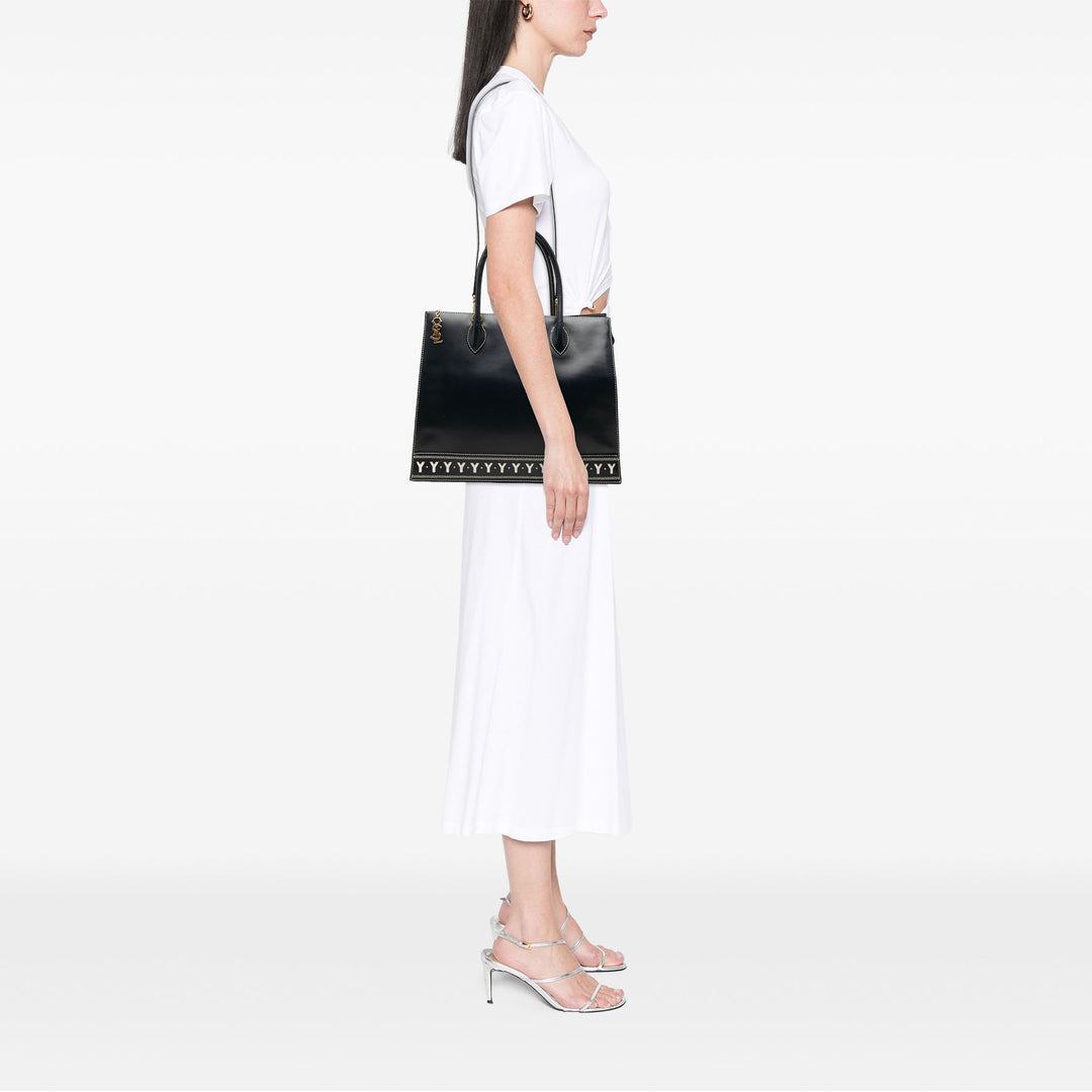 Y Cut Out Cabas Cuir de veau Noir