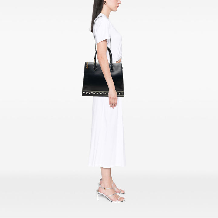 Y Cut Out Cabas Cuir de veau Noir
