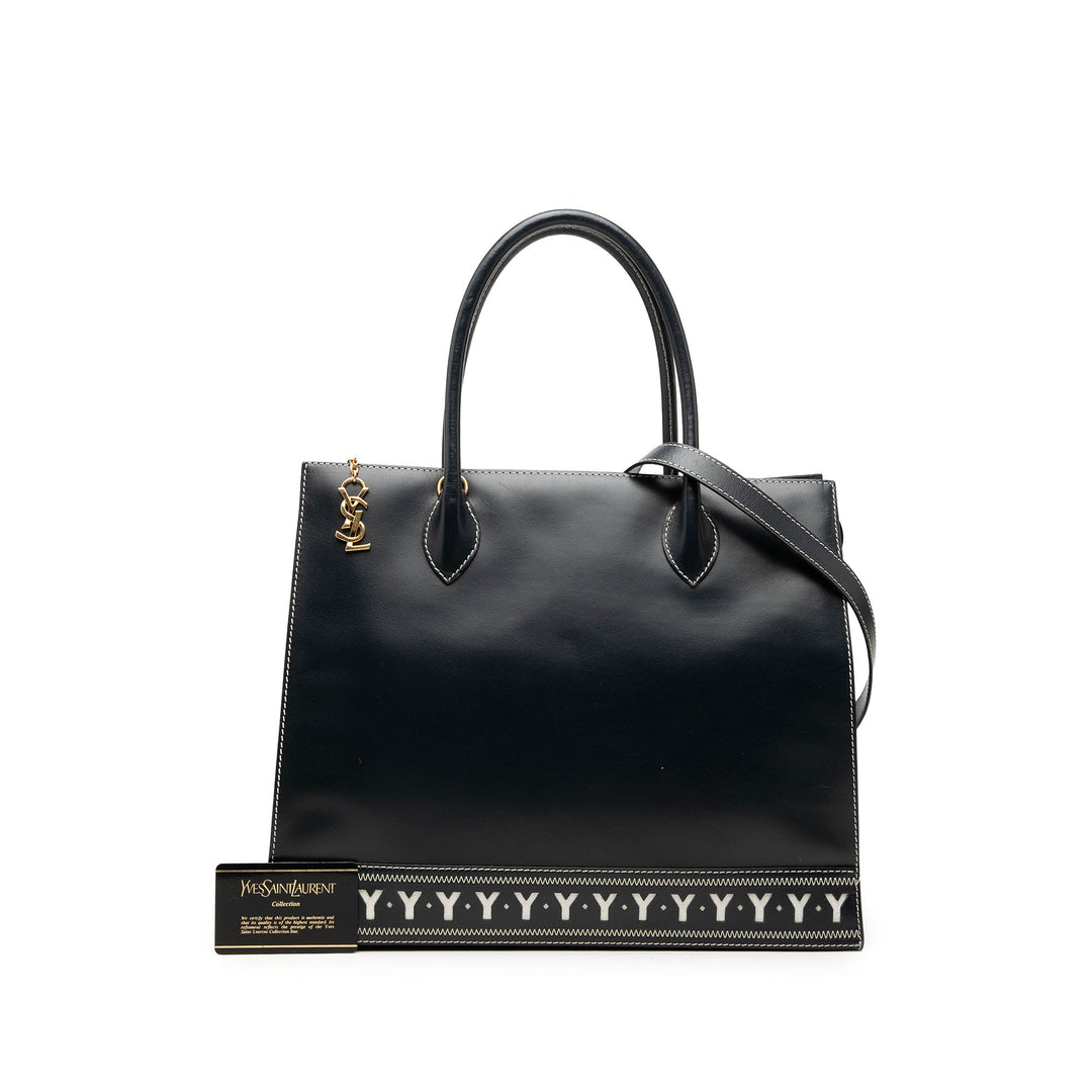 Y Cut Out Cabas Cuir de veau Noir