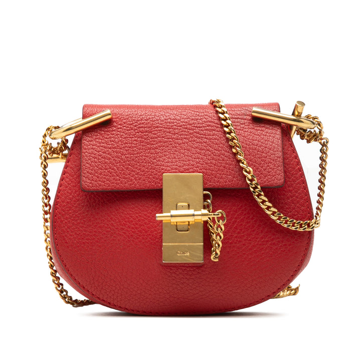 Grained Drew Sac Nano Cuir d'agneau Rouge