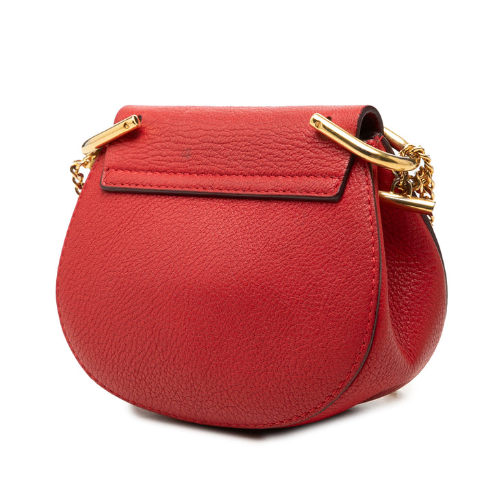 Grained Drew Sac Nano Cuir d'agneau Rouge