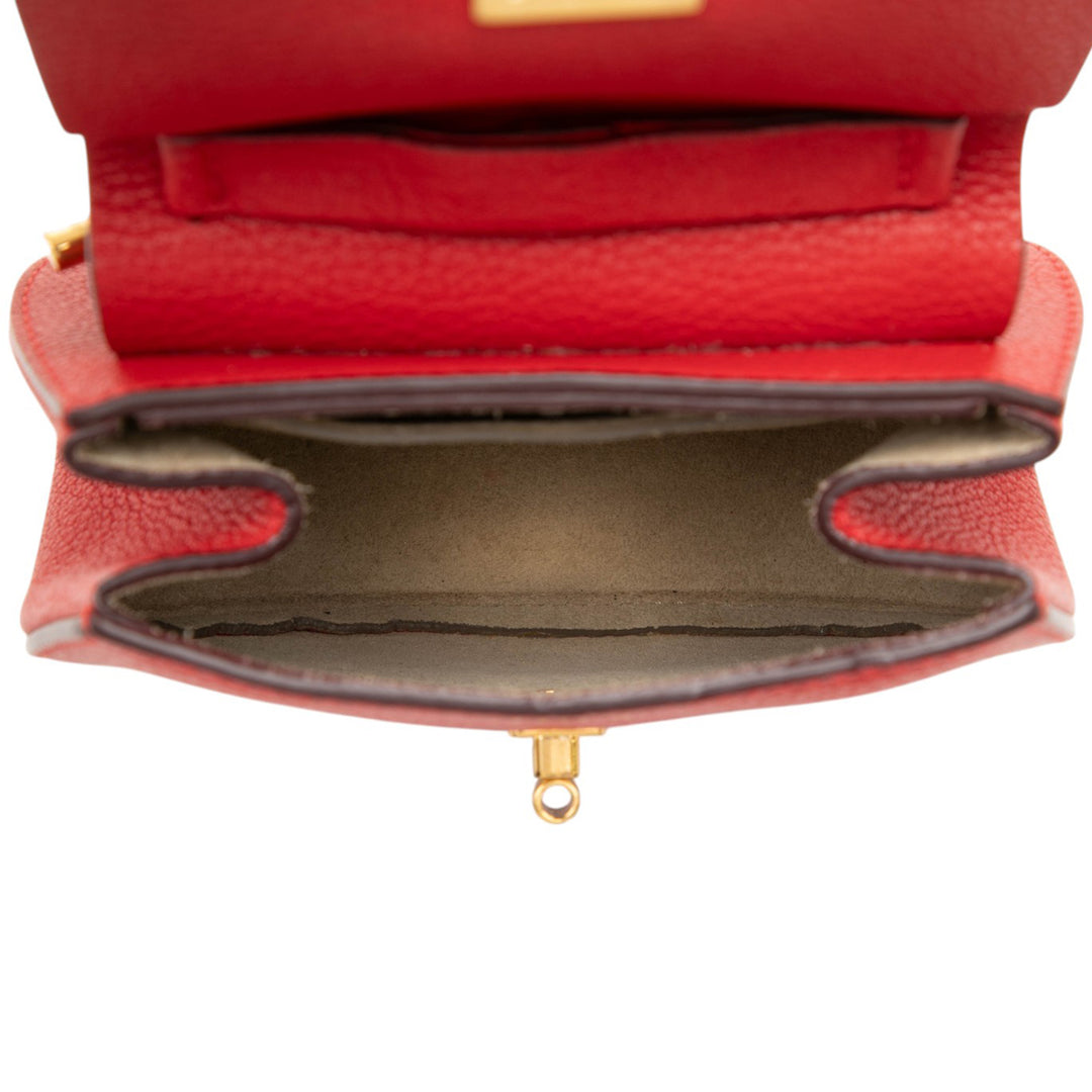 Grained Drew Sac Nano Cuir d'agneau Rouge
