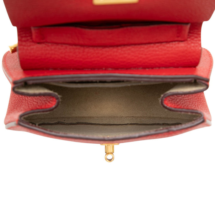 Grained Drew Sac Nano Cuir d'agneau Rouge