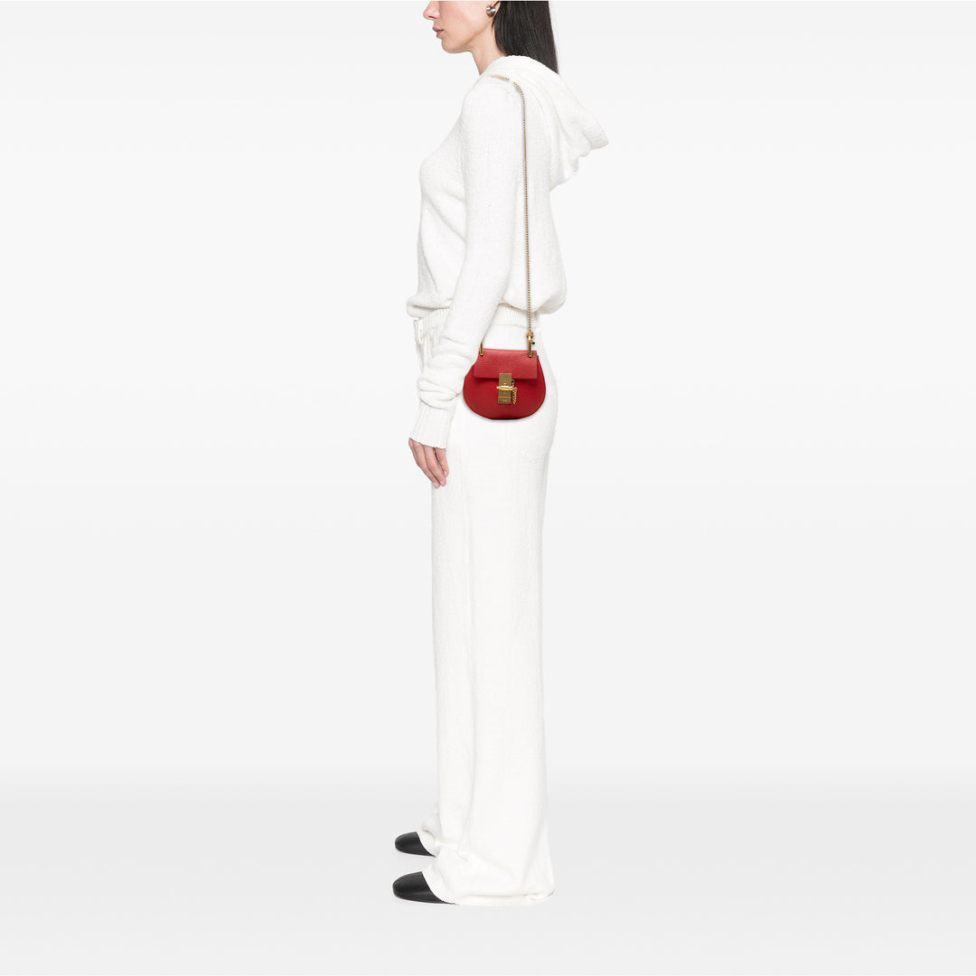 Grained Drew Sac Nano Cuir d'agneau Rouge