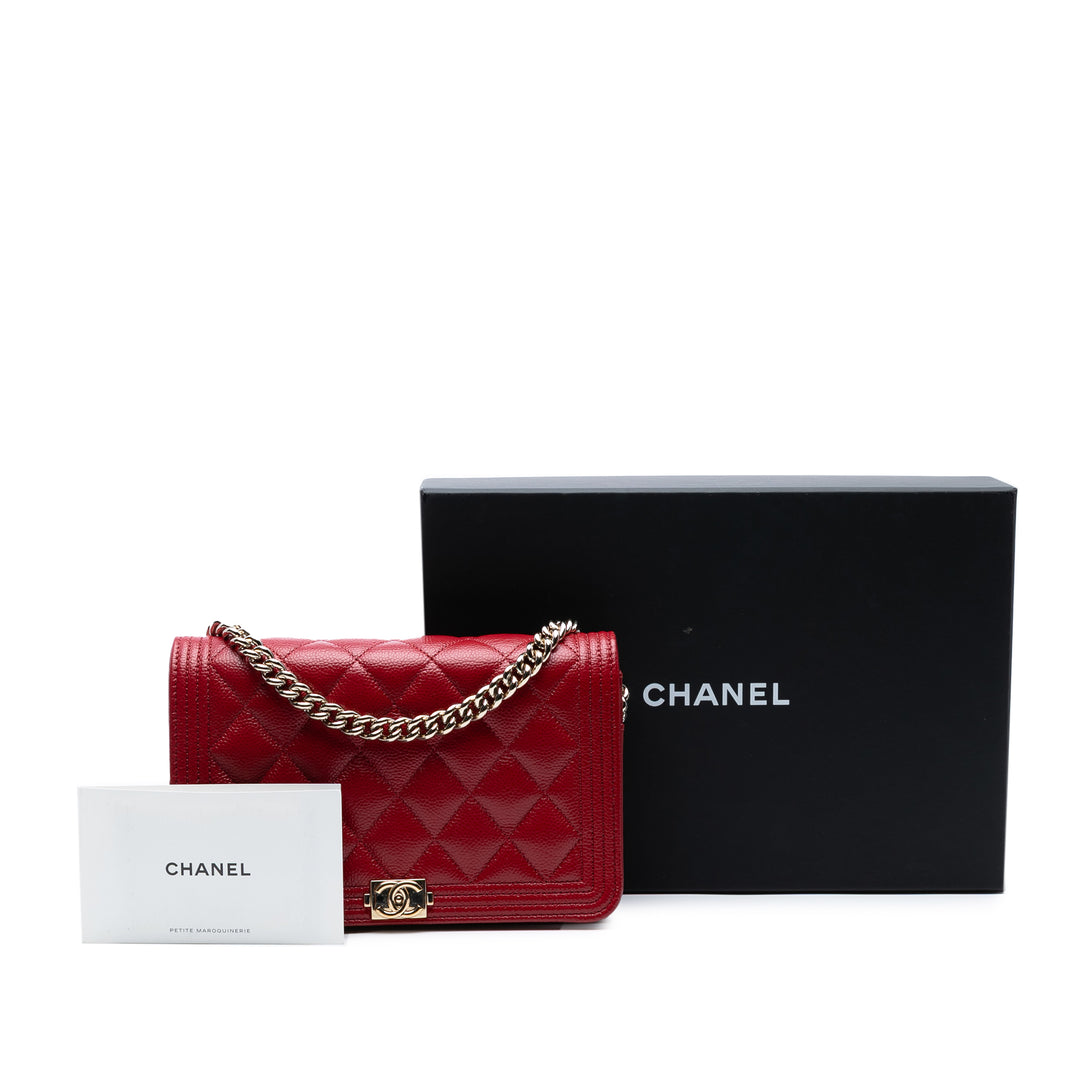 Chanel Matelassé Caviar Boy Wallet on Chain