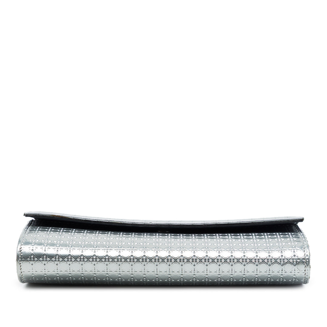 Dior Sac bandoulière Métallisé Microcannage Lady Dior Croisiere Wallet on Chain Argenté – vue 3 – GABY PARIS