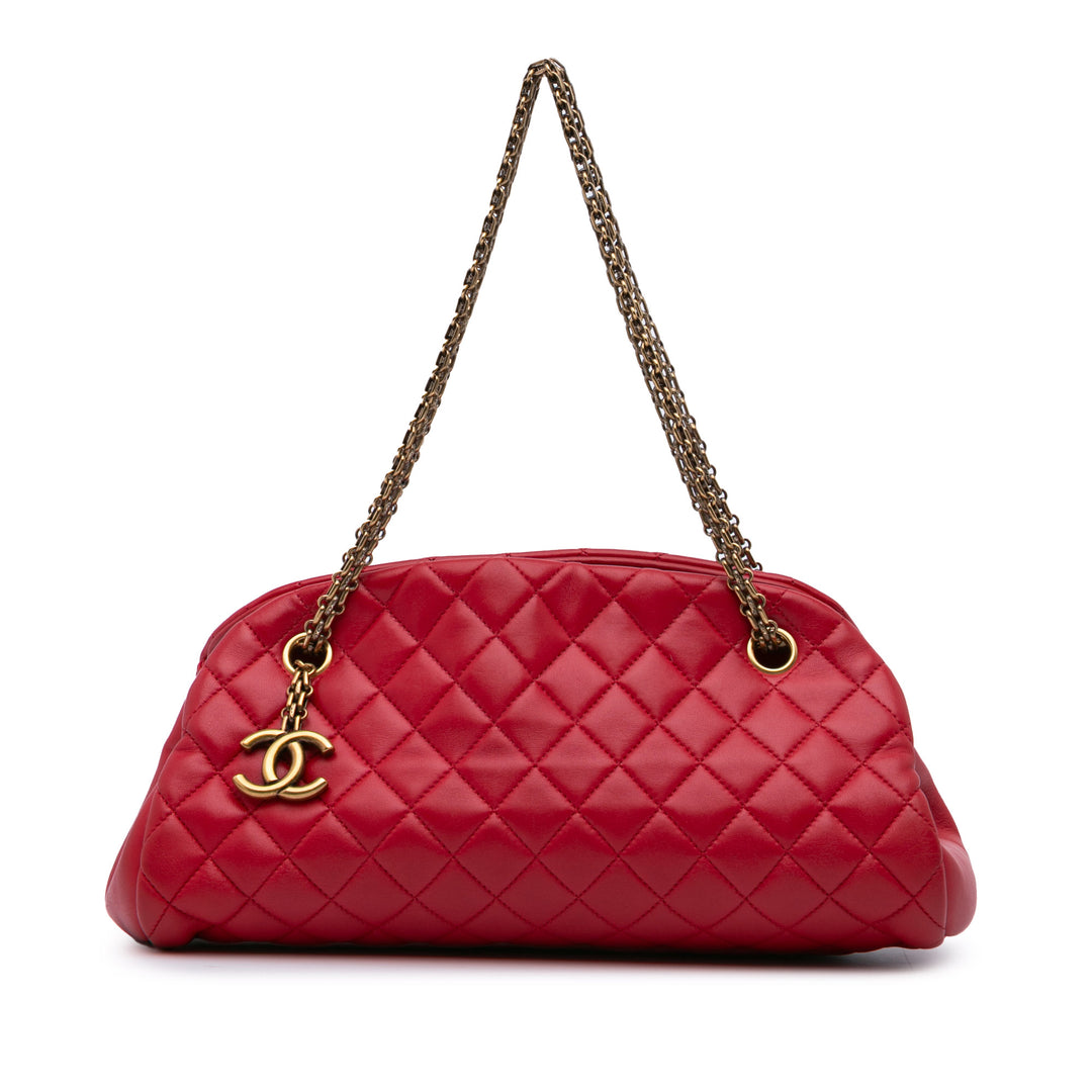 Medium Lambskin Mademoiselle Bowling Bag Red - Gaby Paris