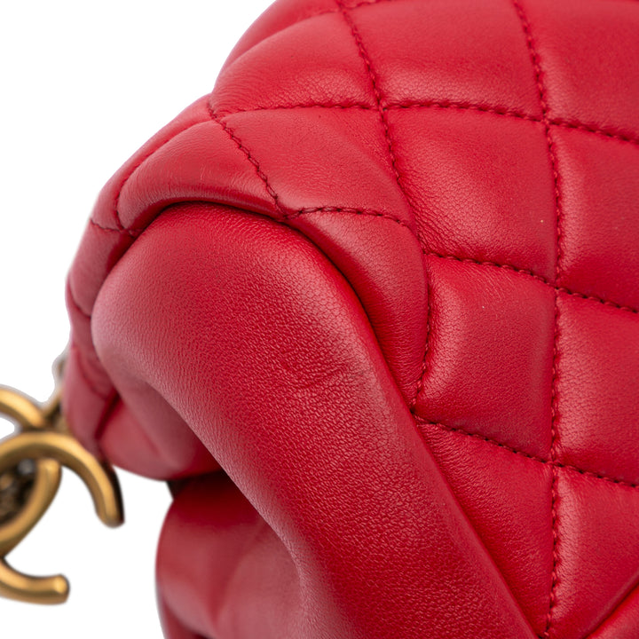 Medium Lambskin Mademoiselle Bowling Bag Red - Gaby Paris