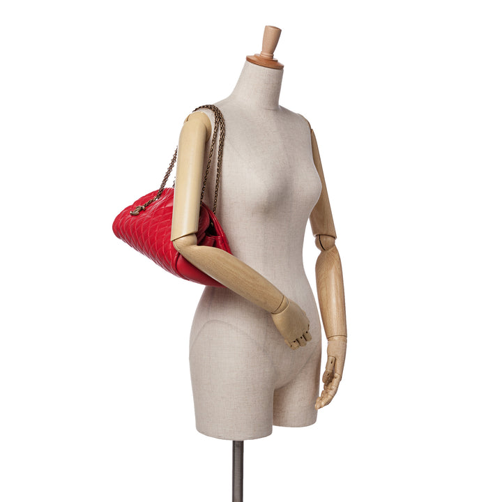 Medium Lambskin Mademoiselle Bowling Bag Red - Gaby Paris