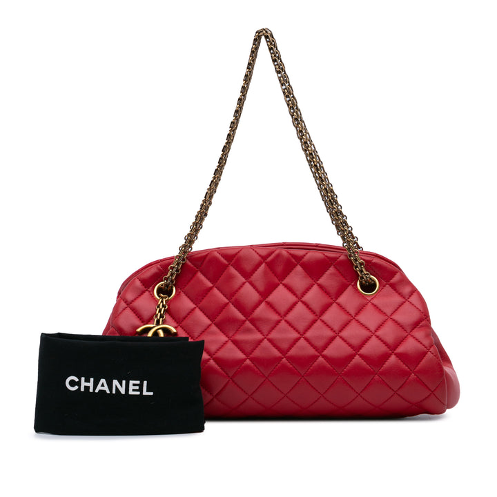 Medium Lambskin Mademoiselle Bowling Bag Red - Gaby Paris