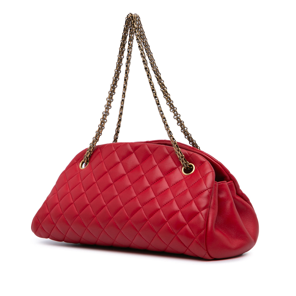 Medium Lambskin Mademoiselle Bowling Bag Red - Gaby Paris