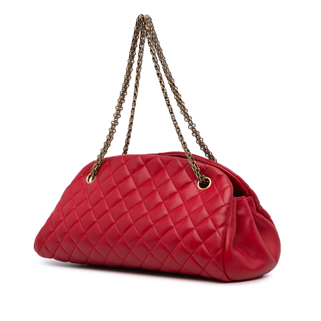 Medium Lambskin Mademoiselle Bowling Bag Red - Gaby Paris