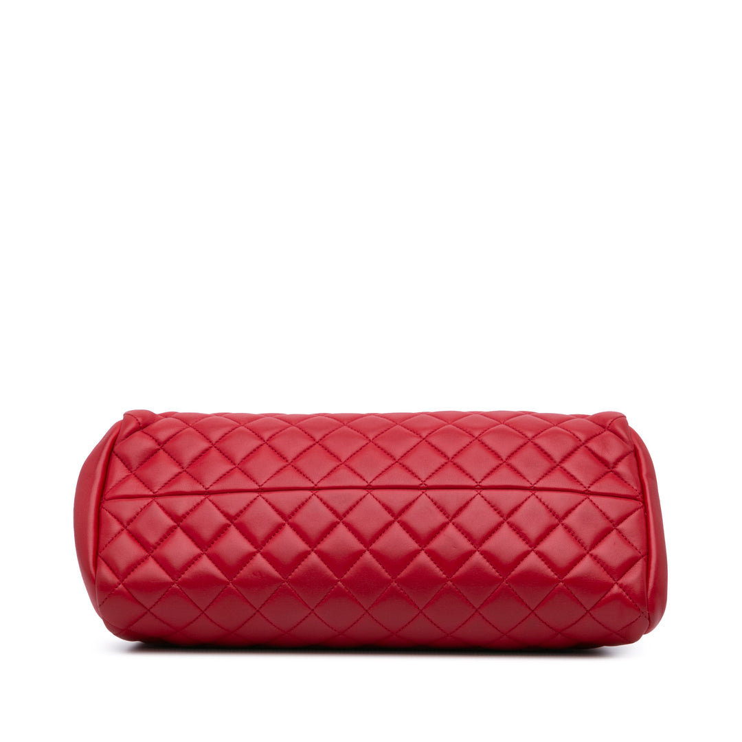 Medium Lambskin Mademoiselle Bowling Bag Red - Gaby Paris