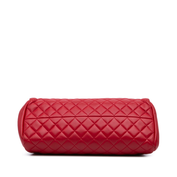 Medium Lambskin Mademoiselle Bowling Bag Red - Gaby Paris