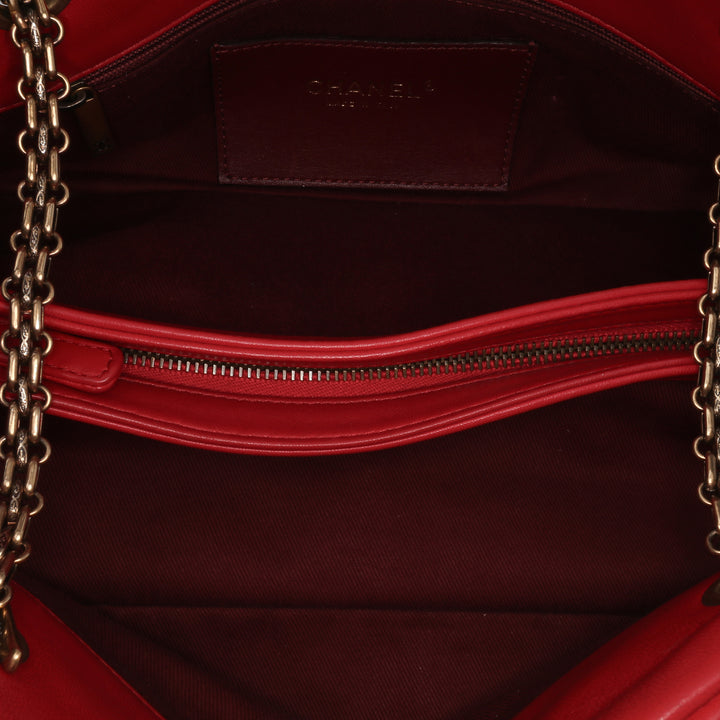 Medium Lambskin Mademoiselle Bowling Bag Red - Gaby Paris